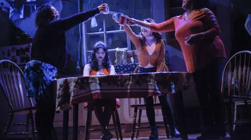 Carrie Vierra (Baby),  Ruth Marquez (Milagros), Mies Quatrino (Julie), and Tamika Sanders (Millie) in Rosa Fernandez’s Curse of the Puerto Ricans